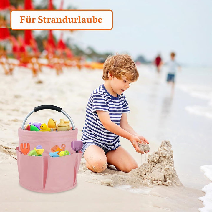 17L Einkaufskorb mit Henkel, Faltbarer Putzmittel Organizer mit 6 Taschen, Tragbarer Picknickkorb au