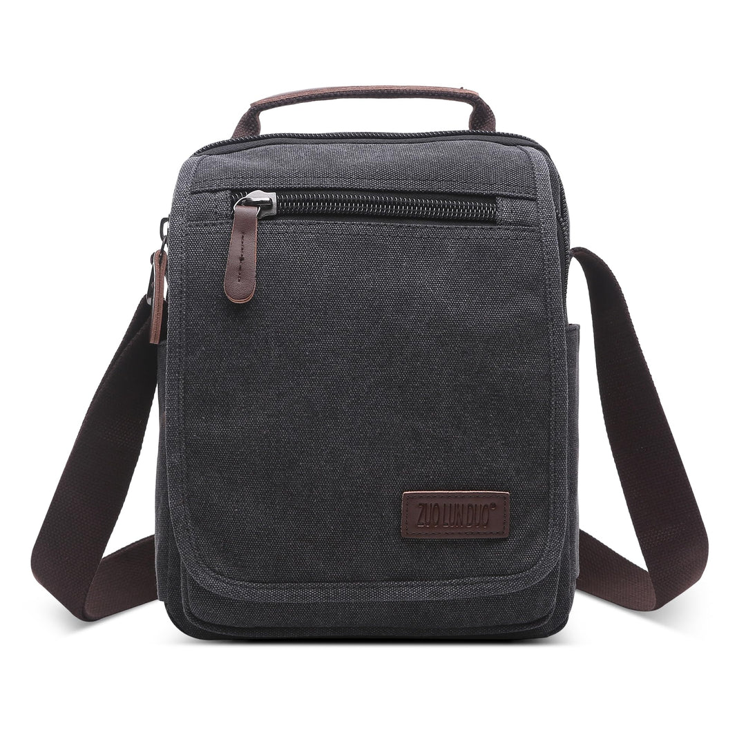 Vintage Herren Umhängetasche Lässig Schultertaschen für 10.9 Zoll iPad mit Griff Mehrere Taschen Mes