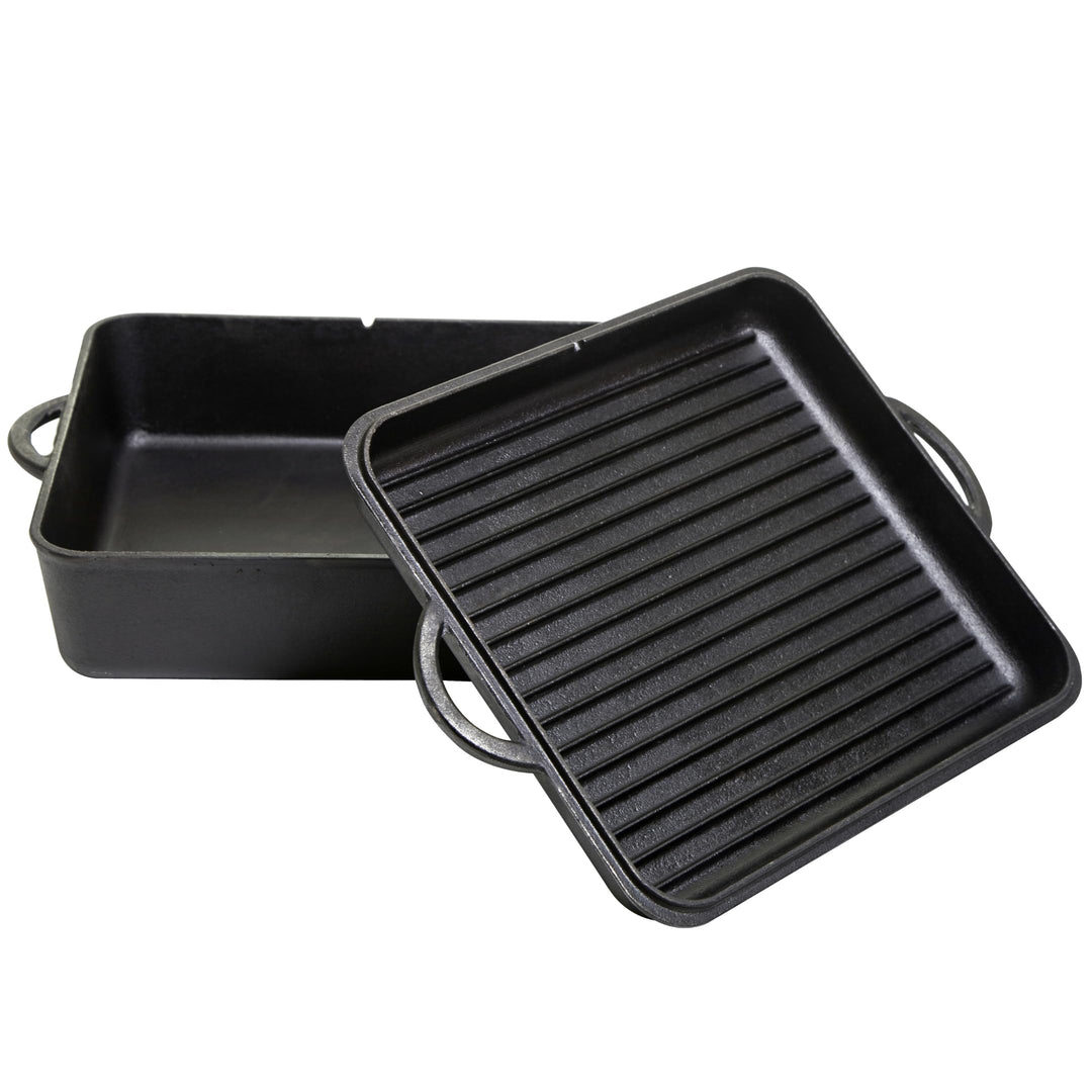 Camp Chef Quadratischer Dutch Oven, echtes gewürztes Finish, Gusseisen, 33 cm Dutch Oven