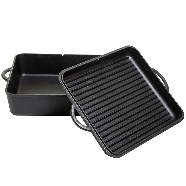 Camp Chef Quadratischer Dutch Oven, echtes gewürztes Finish, Gusseisen, 33 cm Dutch Oven