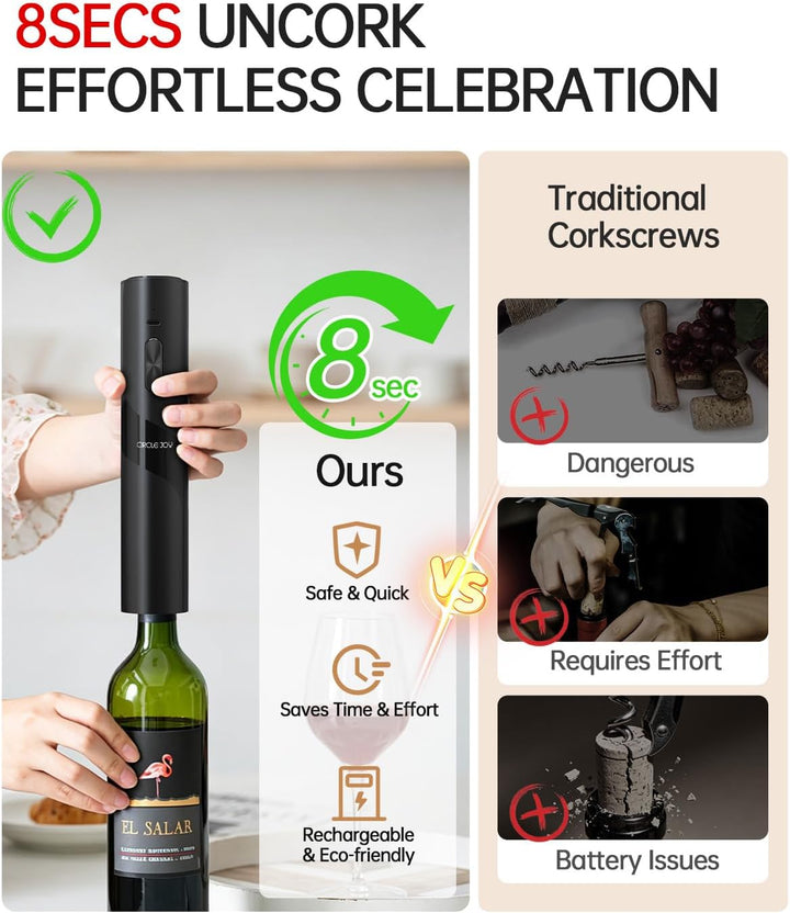 CIRCLE JOY Elektrischer Korkenzieher Wiederaufladbare 7-in-1 Weinöffner Geschenkset mit Elektrischem