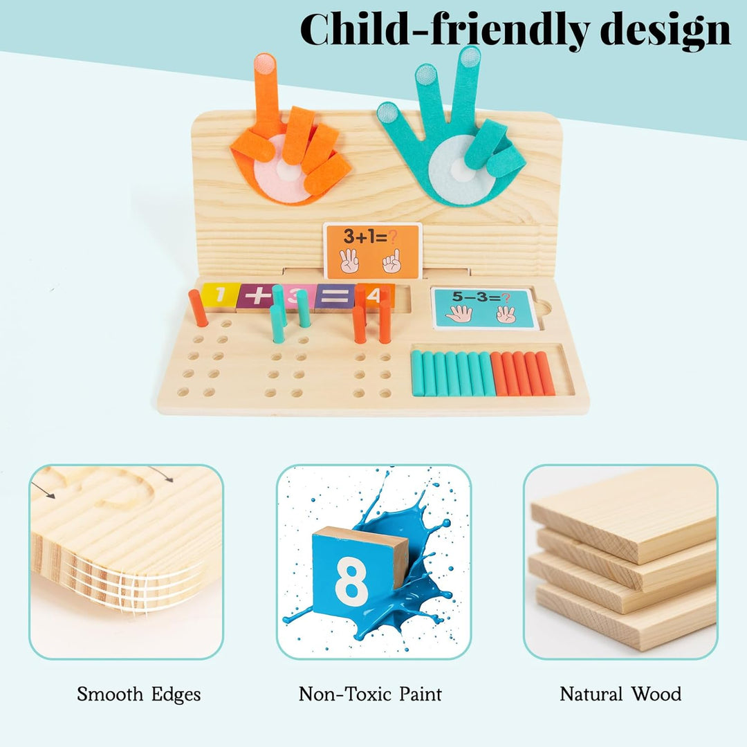Montessori Spielzeug Holz Mathe-Zählspielzeug für Kinder Zählen Lernen 3 in 1 Palm Computing Bildung