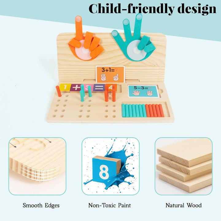 Montessori Spielzeug Holz Mathe-Zählspielzeug für Kinder Zählen Lernen 3 in 1 Palm Computing Bildung