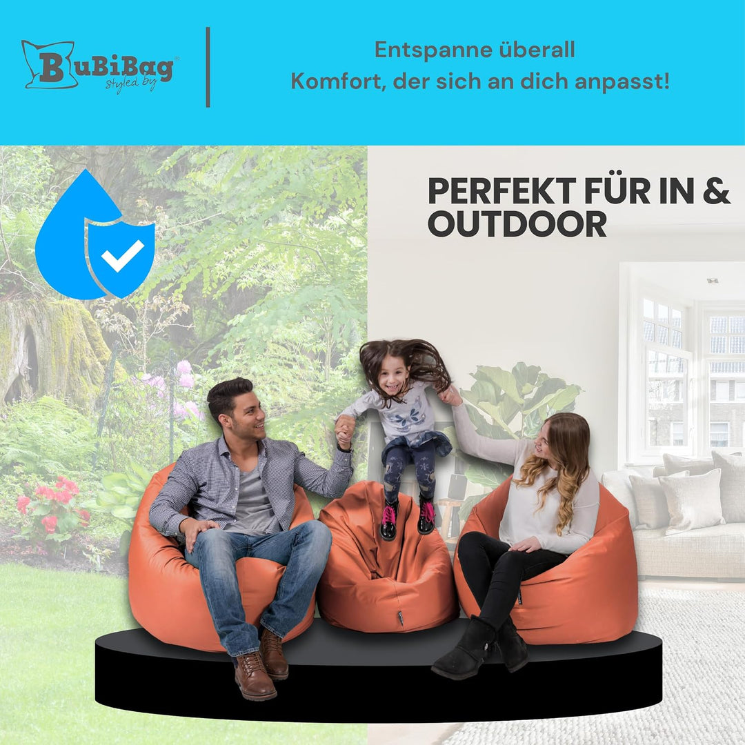 BuBiBag 2in1 Sitzsack L - XXL mit Füllung für Kinder &amp; Erwachsene, Gaming Beanbag &amp; Bodenkissen für