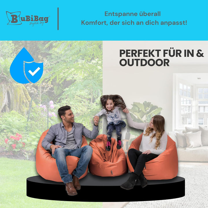 BuBiBag 2in1 Sitzsack L - XXL mit Füllung für Kinder &amp; Erwachsene, Gaming Beanbag &amp; Bodenkissen für