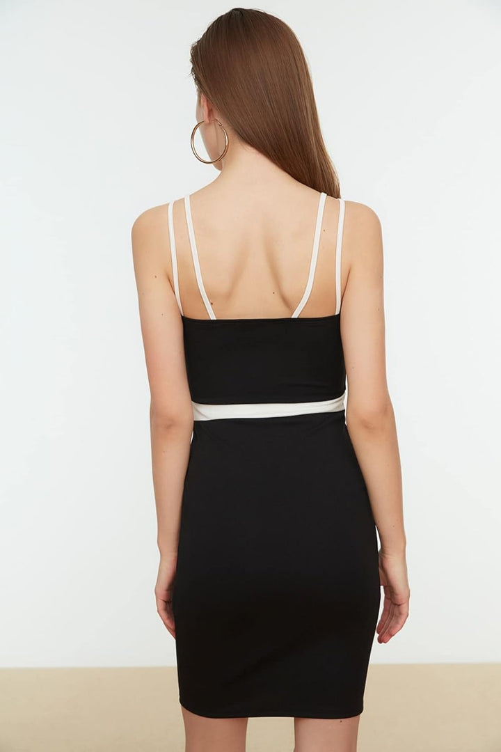 Trendyol Damen Black Color Blocked Cocktail Dress, Schwarz, 36 EU