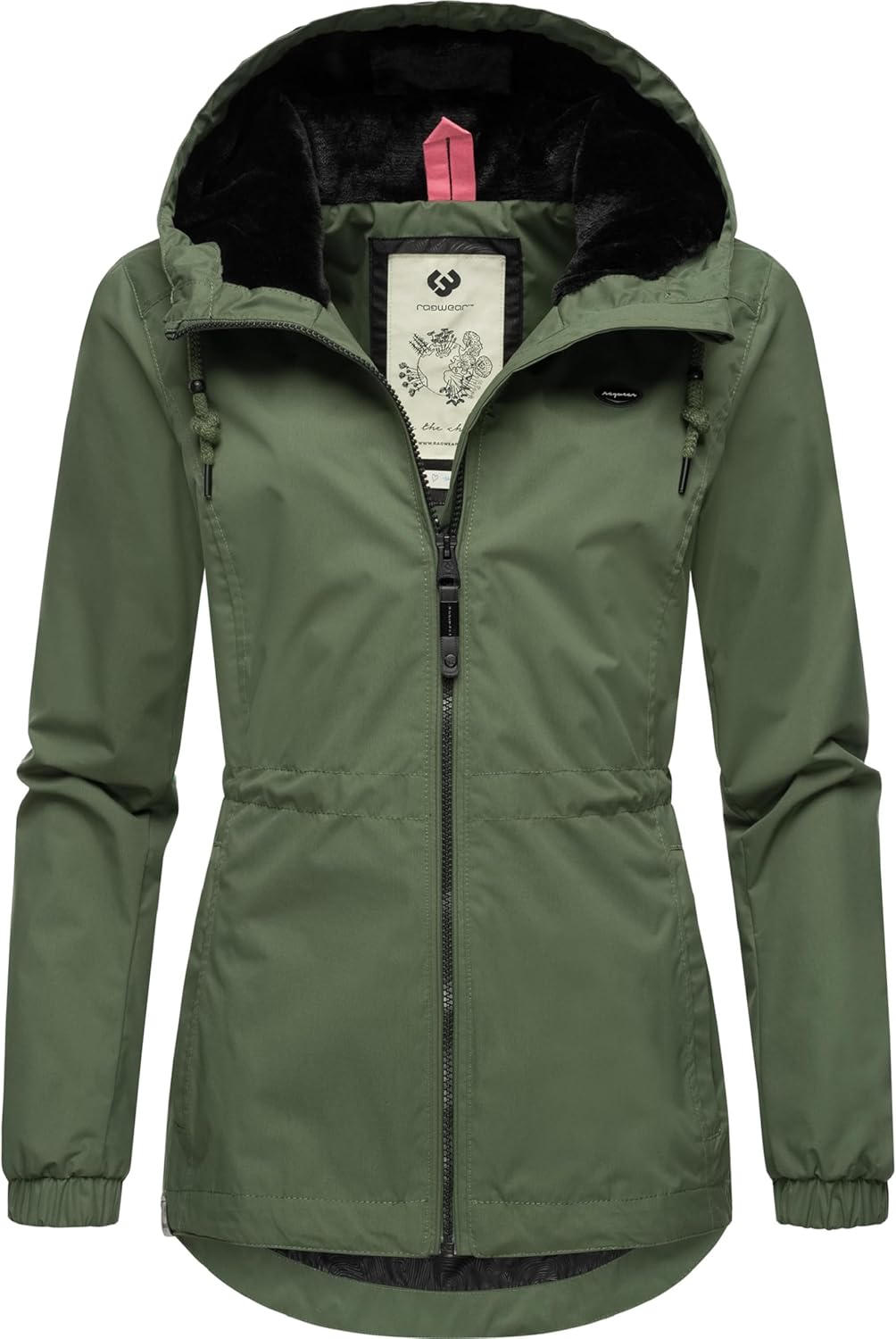 Ragwear Damen Übergangsjacke leichte Jacke kurz wasserdicht (Wassersäule: 4.000 mm) mit Kapuze Danka