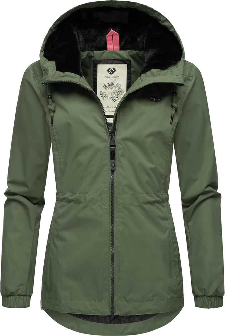 Ragwear Damen Übergangsjacke leichte Jacke kurz wasserdicht (Wassersäule: 4.000 mm) mit Kapuze Danka