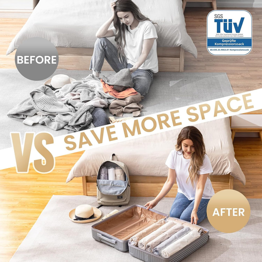 TAILI Vakuumbeutel Set Reise 10 Stück 40 x 60 CM Travel Vakuumbeutel für Kleidung zum Rollen Vakuum