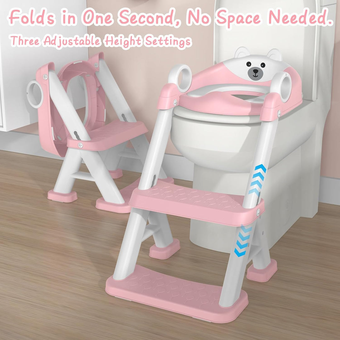 Toilettensitz Kinder mit Treppe, 2-in-1 Kinder Toilettensitz ür ab Kleinkinder Jungen und Mädchen, U