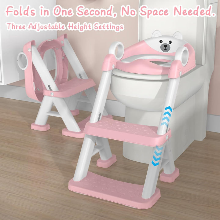 Toilettensitz Kinder mit Treppe, 2-in-1 Kinder Toilettensitz ür ab Kleinkinder Jungen und Mädchen, U