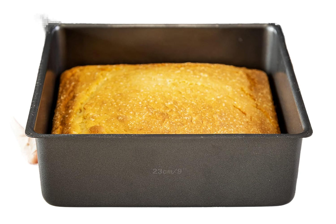 MasterClass Deep Cake Tin, 23cm Square Pan, With Loose Bottom, Non Stick, 1 mm Carbon Steel, PFOA fr