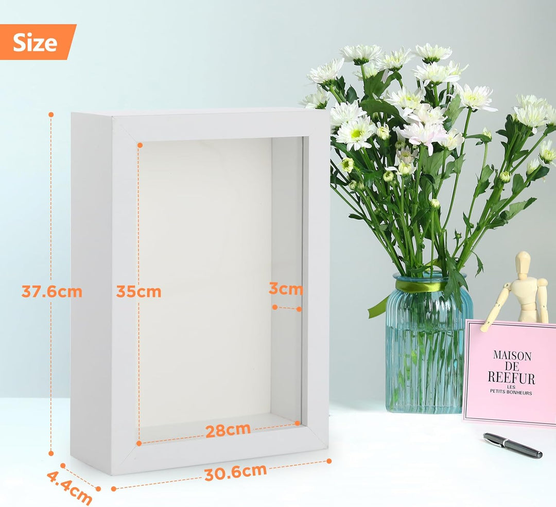 Anhow 2er 3D Bilderrahmen zum Befüllen,3D Bilderrahmen Tiefer Objektrahmen 28 x 35 cm mit Transparen