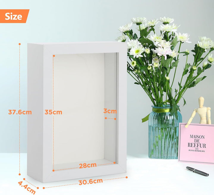 Anhow 2er 3D Bilderrahmen zum Befüllen,3D Bilderrahmen Tiefer Objektrahmen 28 x 35 cm mit Transparen