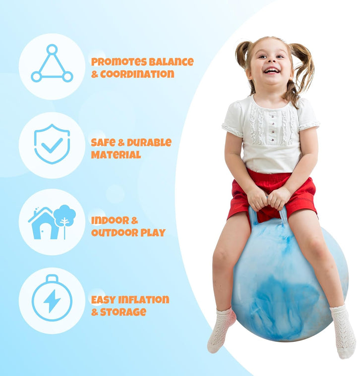 U&C Planet Hüpfball Aufblasbarer Hopperbal mit Pumpe, 50 cm Hopper Ball für Kinder，max. Belastbarkei