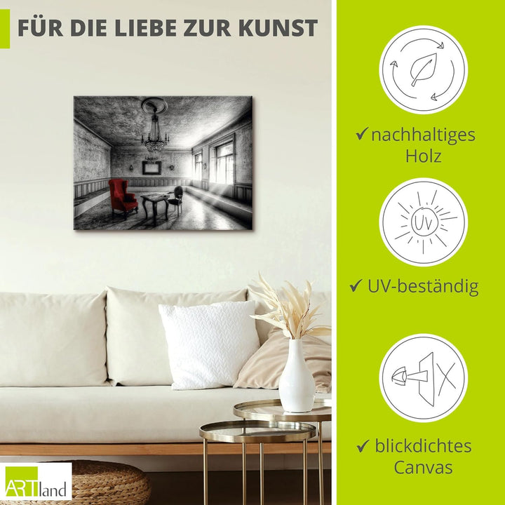 ARTland Leinwandbilder Wandbild Bild auf Leinwand 40 x 30 cm Wanddeko Architektur Lost Place Zimmer