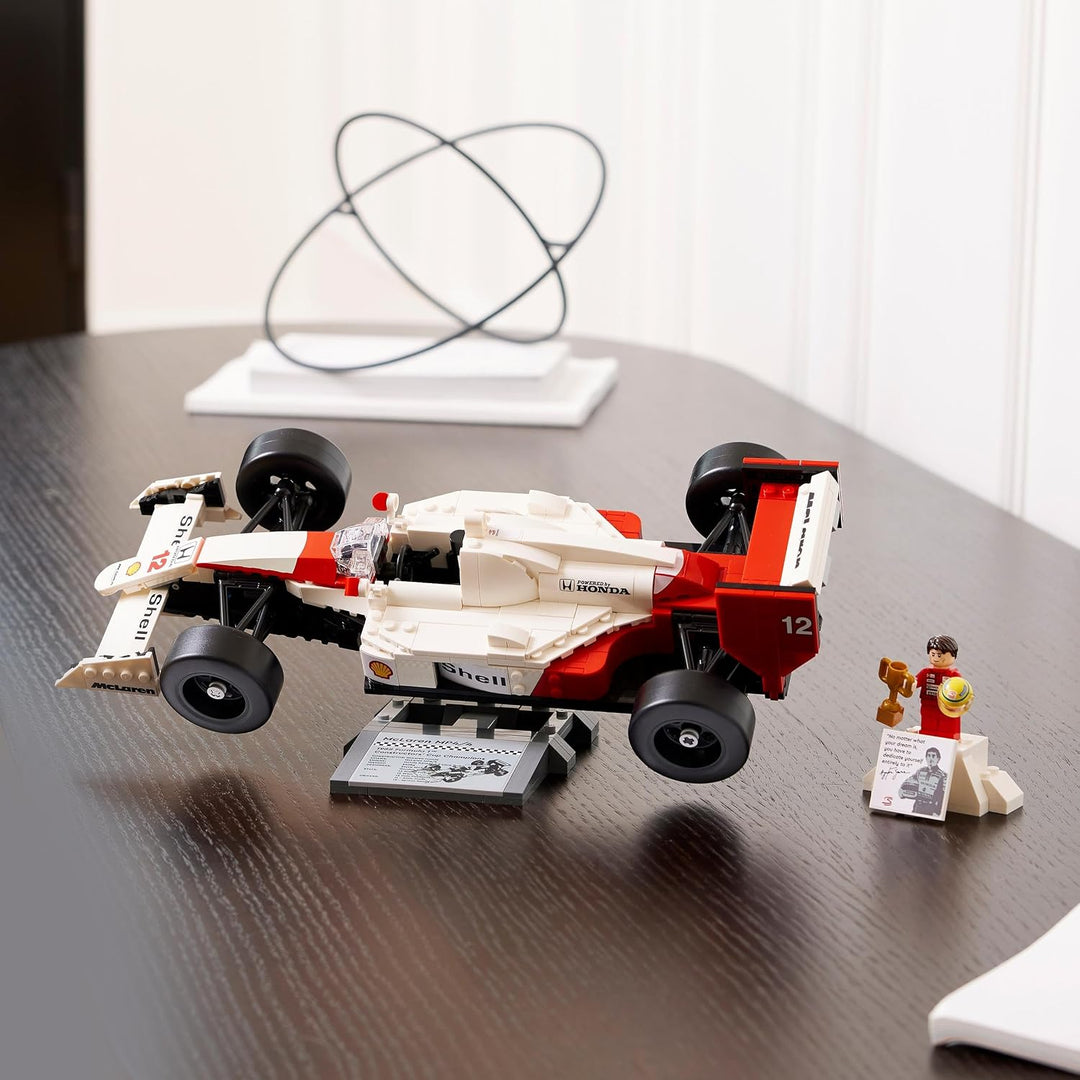 Lego Icons McLaren MP4/4 &amp; Ayrton Senna Modellauto Set, F1 Rennwagen Bausatz für Erwachsene mit Renn