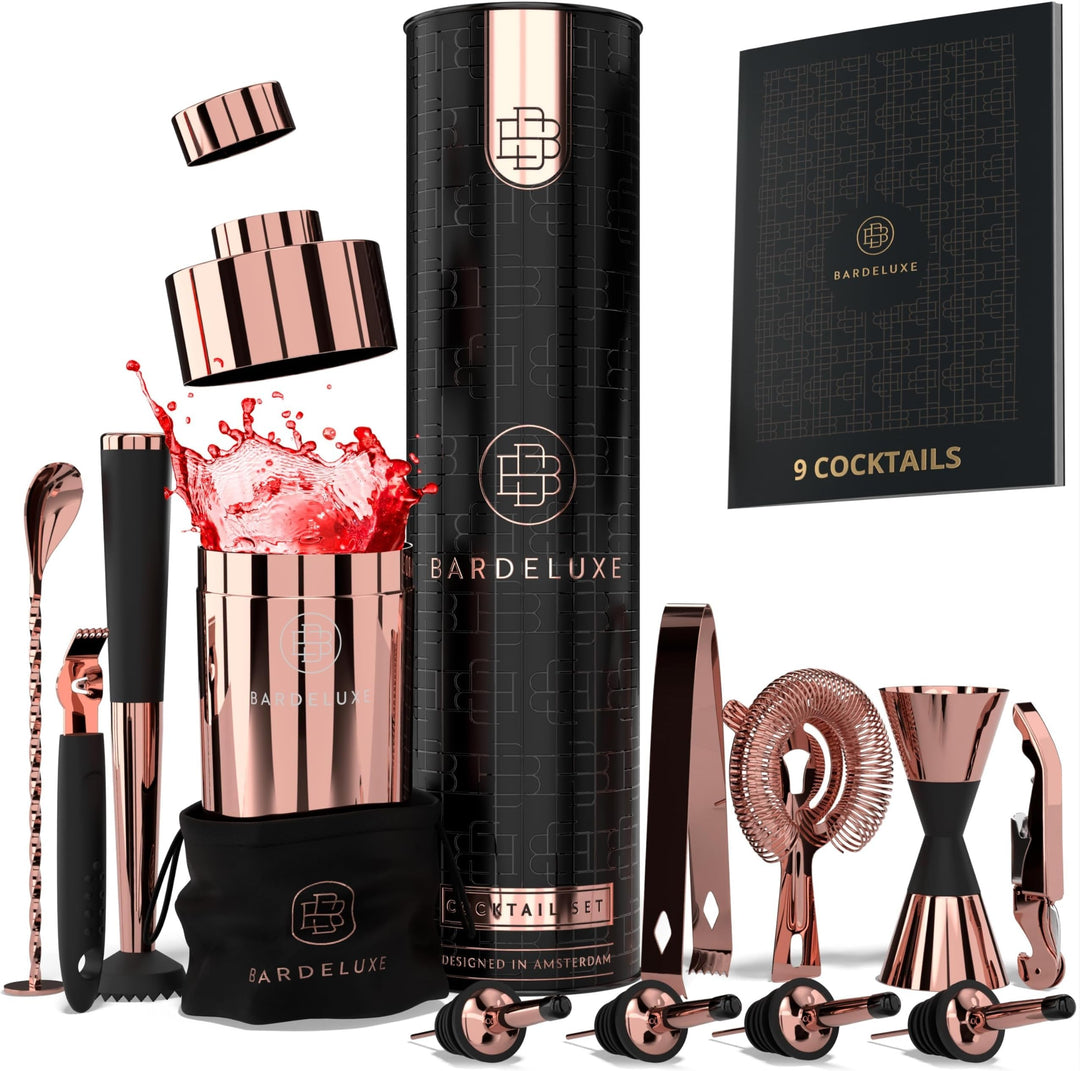 BarDeluxe® Cocktail Set 12-teilig, Barkeeper Set, Cocktail Mixer Set | 750ml Cocktailshaker Edelstah