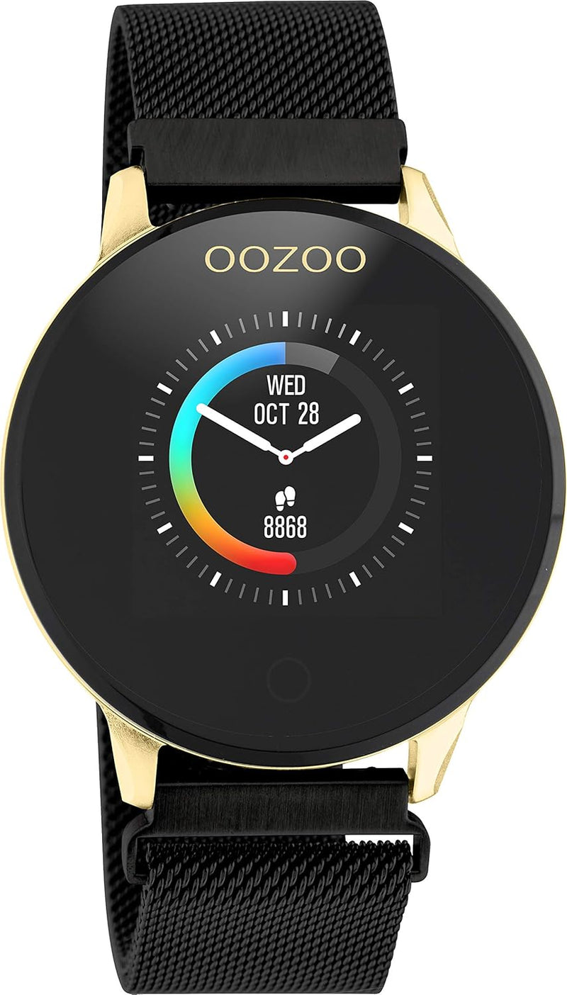 Oozoo Smartwatch Unisex Fitnessuhr (Gold/Schwarz Metall), Gold/Schwarz Metall