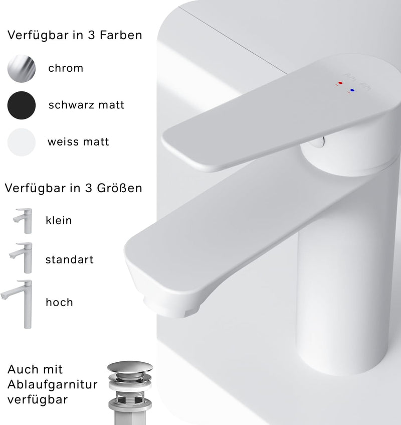 AM.PM Hit Waschtischarmatur mit Einhebelmischer, SoftMotion Keramikkartusche, Neoperl Aerator, kratz