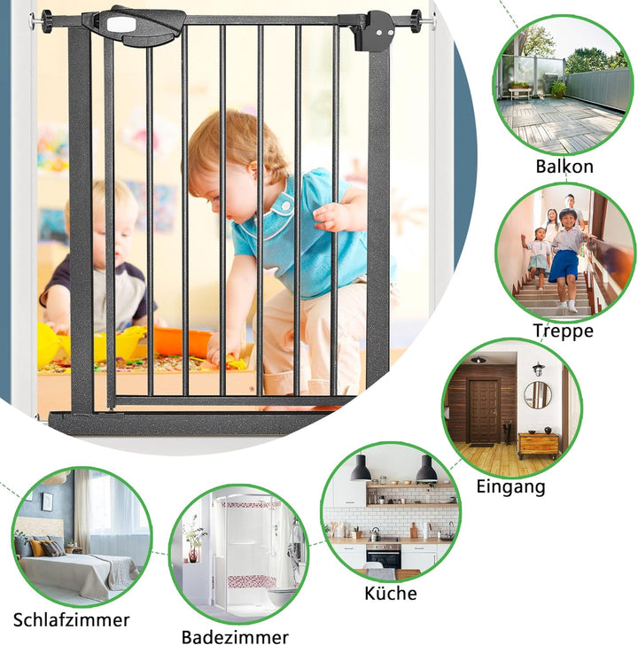 XMTECH Türschutzgitter Ohne Bohren Treppengitter für Kinder 105-115cm breit，Auto-Close Baby Türgitte