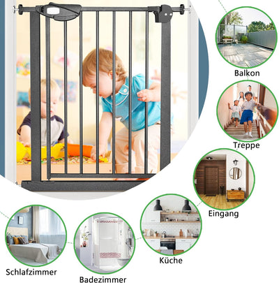 UISEBRT Türschutzgitter Ohne Bohren Treppenschutzgitter für Kinder 105-115cm breit, Auto-Close Baby