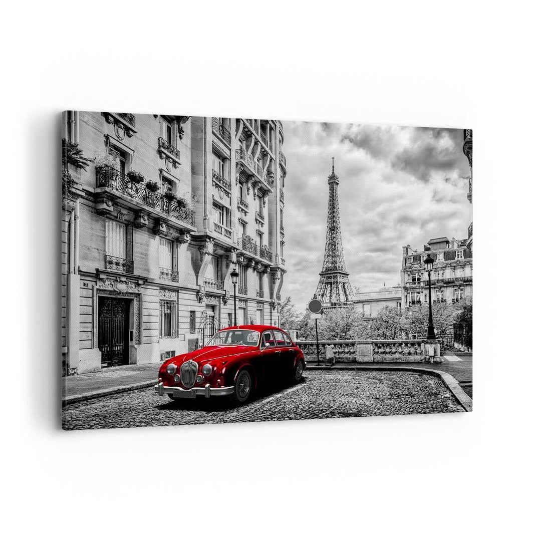Bilder auf Leinwand 100x70cm Leinwandbild Auto Eiffle Strasse Gebäude Gross Wanddeko Bild Schlafzimm