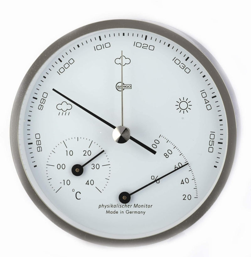 Barigo 1013MW Pentable Wetterstation Messing vernickelt B x H: 104 mm x 35 mm