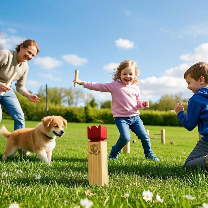 Kubb Spiel im Freien | Wurfspiel mit Tragetasche | Kegelspiel | Gummi Holz Garten Rasen Spiele | Wur