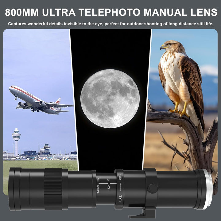 lightdow 420–800mmF8.3 Teleobjektiv für Nikon, F Objektiv Manuelles (MF) Telezoomobjektiv für Nikon