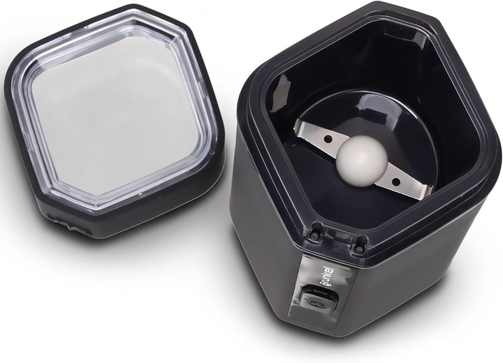 Grunkel Elektrische Kaffeemühle mit Druckknopf und transparentem Visier - MO-150R - Kapazität 50 g,