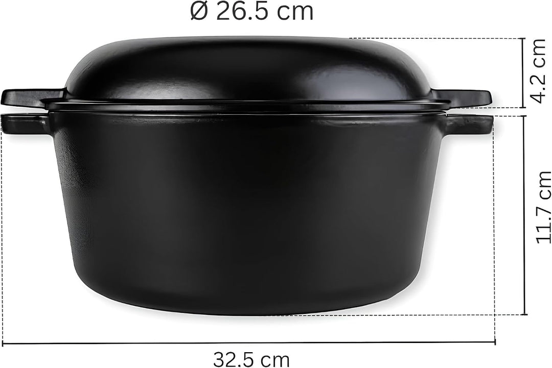 Marcel Paa Gusseisentopf 26,5 cm – Emaillierter Brotbacktopf 4,8 L für Brote bis 1 kg – mit Deckel &amp;