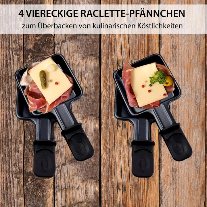 Syntrox Germany Raclette Grill für 4 Personen Olert, Mini Set mit 3 Wechselplatten (heissem Stein, G