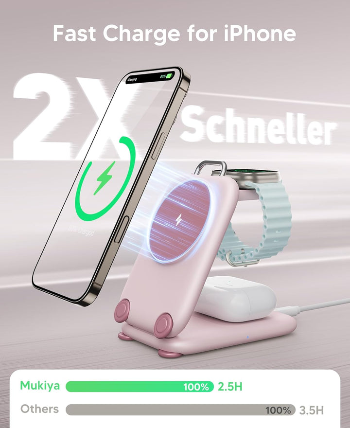 Mag Safe Ladegerät Kabellose Ladestation für Apple-Geräte, 3-in-1-zum faltbar magnetischer Charger K