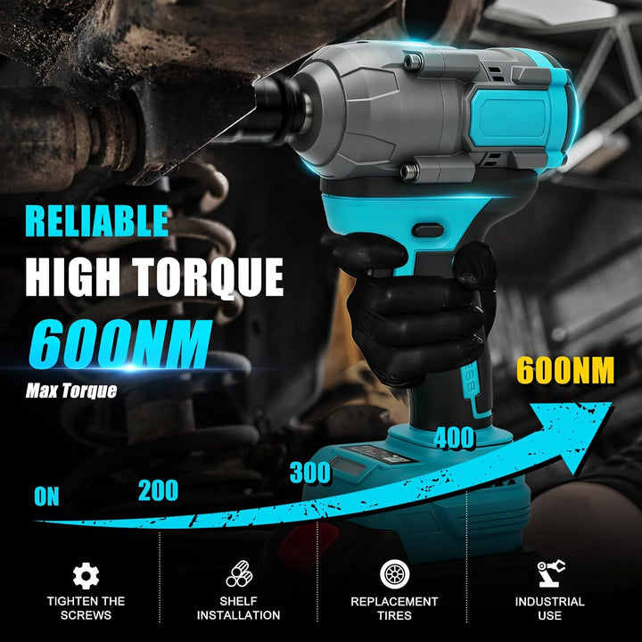 Akku Schlagschrauber Kompatibel mit Makita 18V Lithium-Akku, 1/2 Zoll Bürstenloser Schlagschrauber m