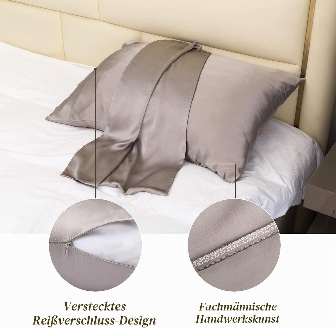 Ethlomoer Kissenbezug aus 100% natürlicher Reiner Seide für Haar und Haut, beidseitig 19 Momme, 600