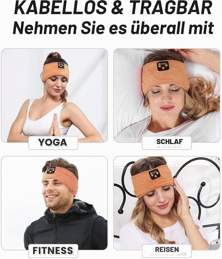 Schlafkopfhörer Bluetooth-Stirnband, Upgrage Soft Sleeping Wireless Music Sport Headbands, Long Time