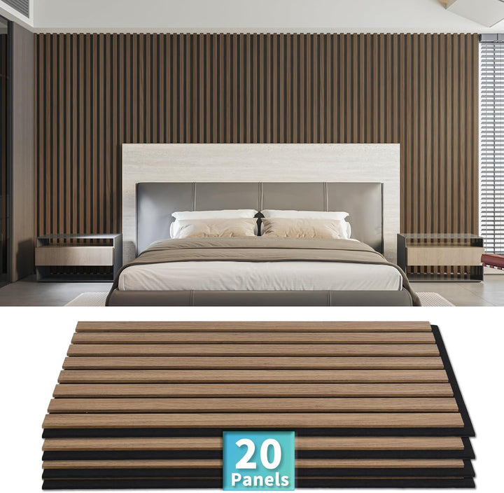 Art3d 20 Stück Akustikpaneele Dunkle Walnuss | 3D Schallabsorber Paneele | Holzfurnier auf Akustikfi