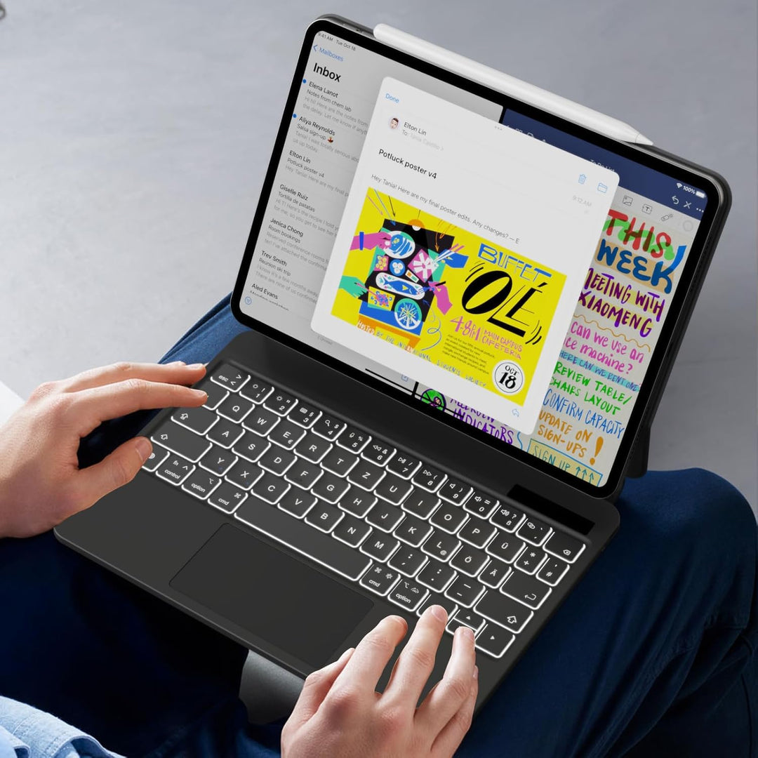 Magic Tastatur für iPad 11. Generation A16 2025 / für iPad 10. Generation 10,9 Zoll 2022, Tastatur m