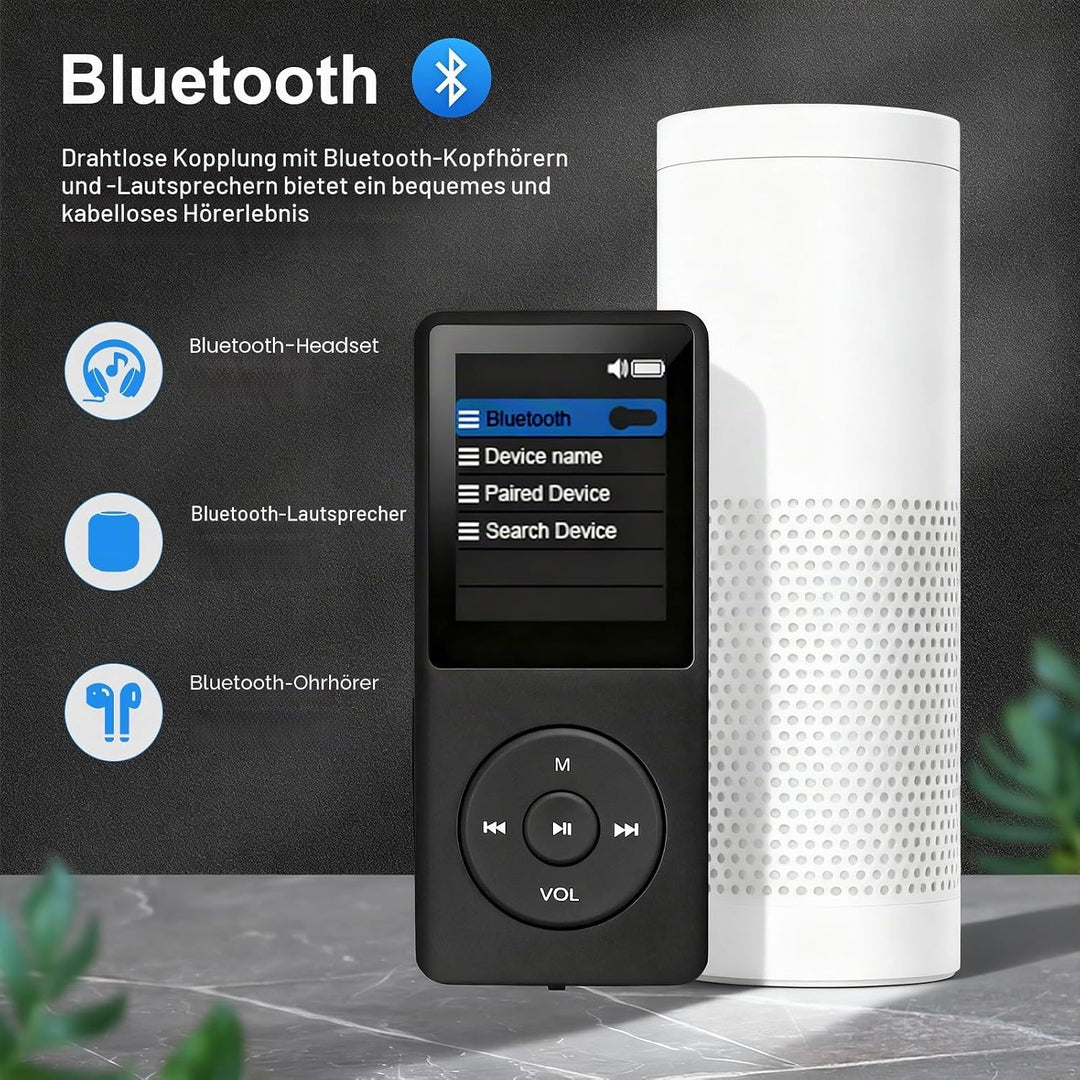 128 GB MP3-Player mit Bluetooth 5.0, COVVY Tragbarer digitaler Musik-Player mit integriertem HD-Laut