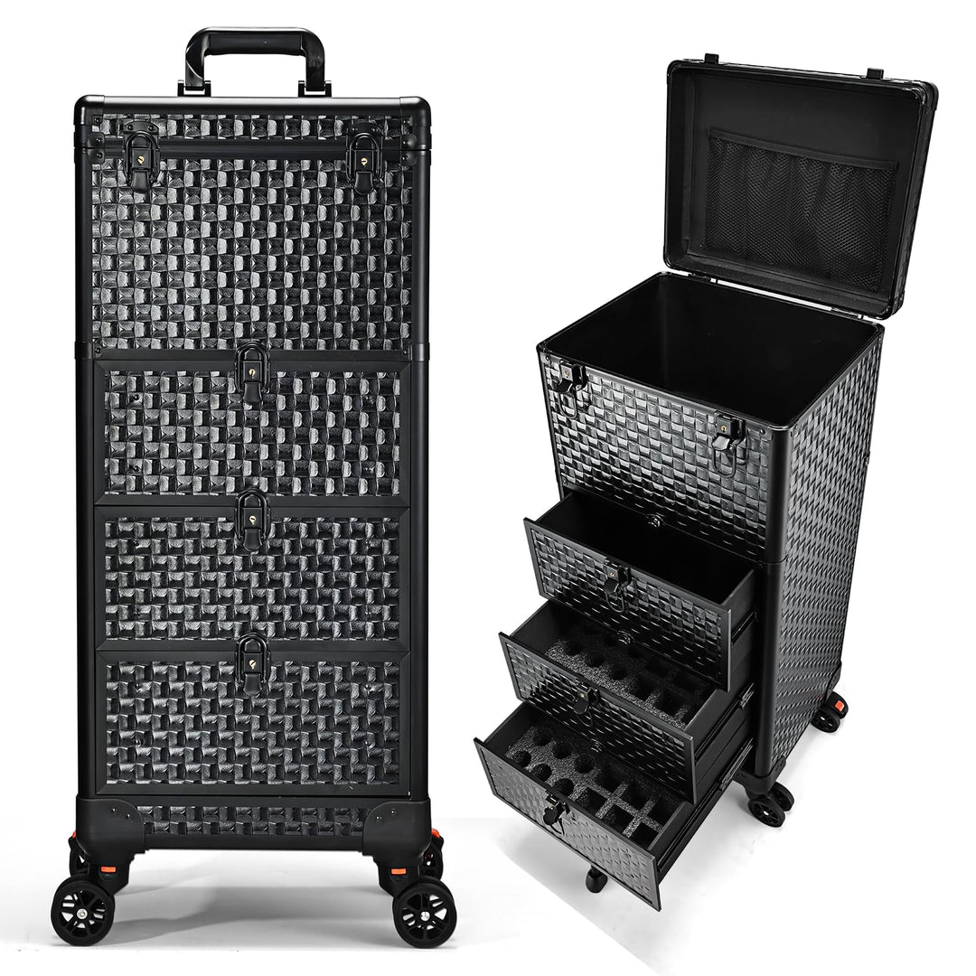 Kosmetik Trolley mit 3 Schubladen Friseurkoffer Gross Kosmetikkoffer Ngaelkoffer Make up Koffer mit
