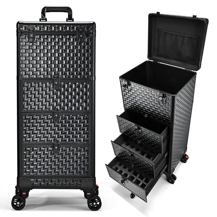 Kosmetik Trolley mit 3 Schubladen Friseurkoffer Gross Kosmetikkoffer Ngaelkoffer Make up Koffer mit