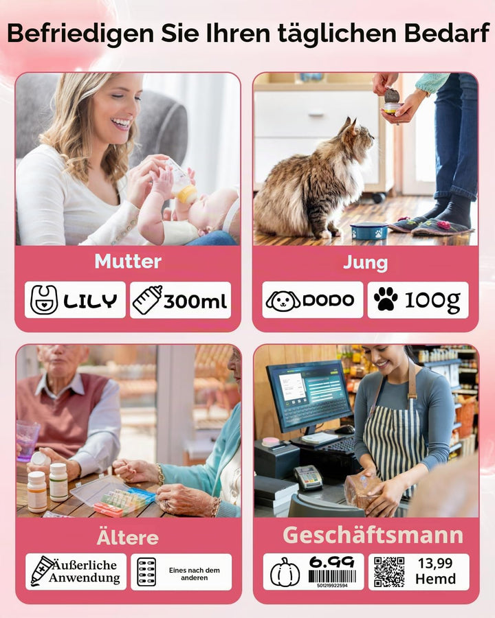 Phomemo D30 Etikettendrucker Aufkleberdrucker- Bluetooth Thermoetikettendrucker Entzückender Etikett
