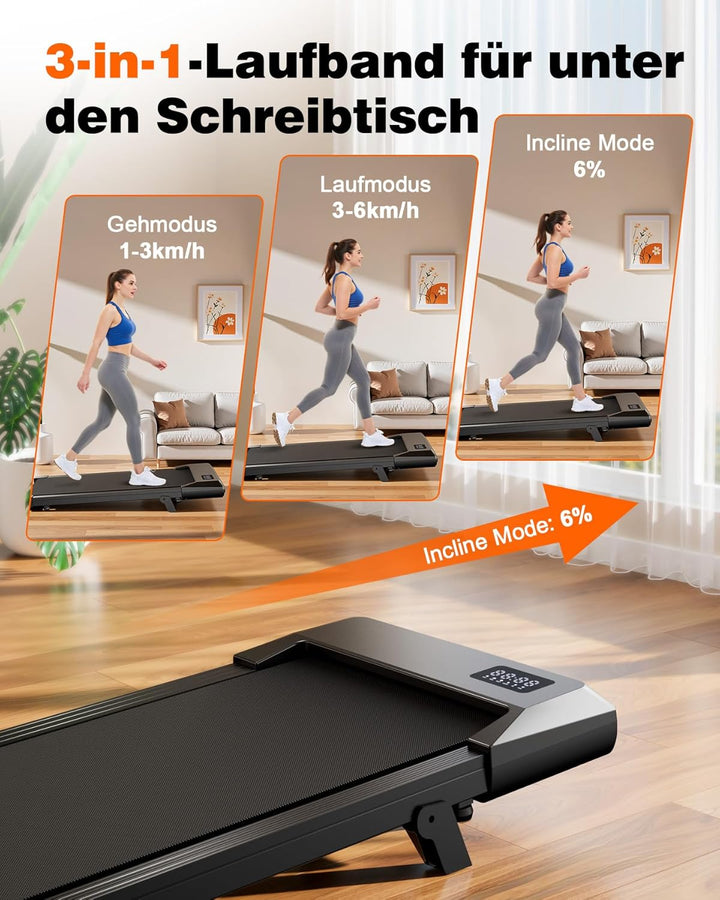 Superun Walking Pad max 159 KG/136 KG, Laufband für Zuhause mit Trainingseinheit, Leise Laufband Sch