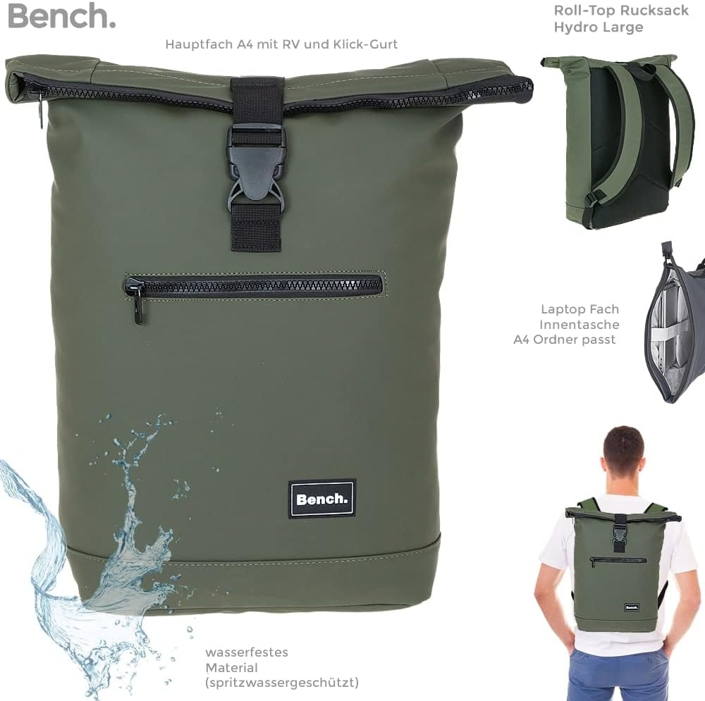 Sieber Rucksack Kurierrucksack Bench Hydro Plane Roll-Top backpack Laptoprucksack A4 wetterfest Dame
