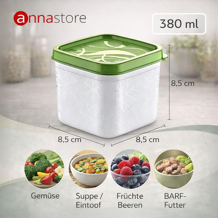 Annastore 12 x hochwertige Tiefkühldosen von -20°C bis + 100°C - Gefrierdosen - Luftdicht - Tiefkühl