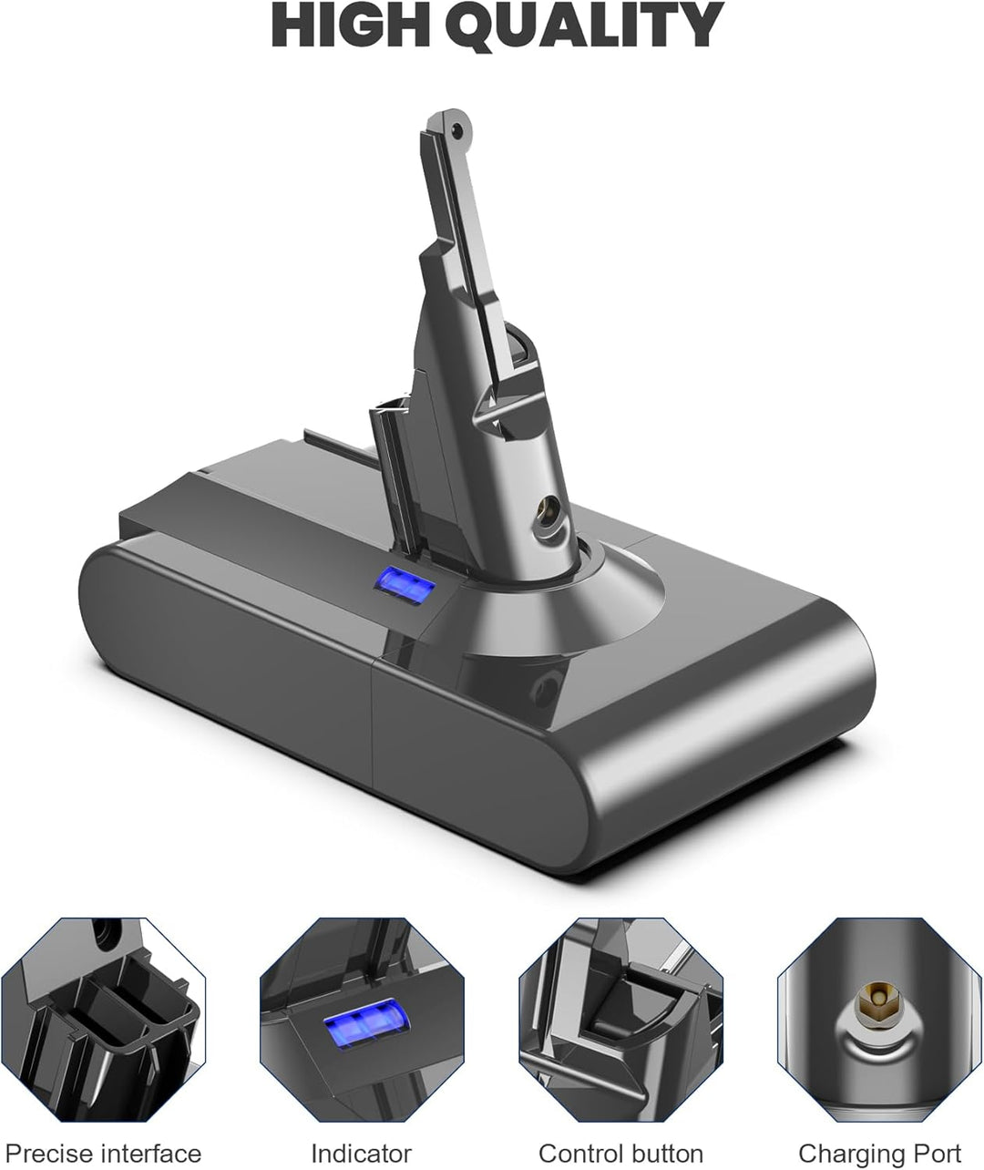 Upgraded 6000mAh V8 Akku Ersatzakku für Dyson V8 SV10 Animal Absolute Motorhead Fluffy Total Clean E