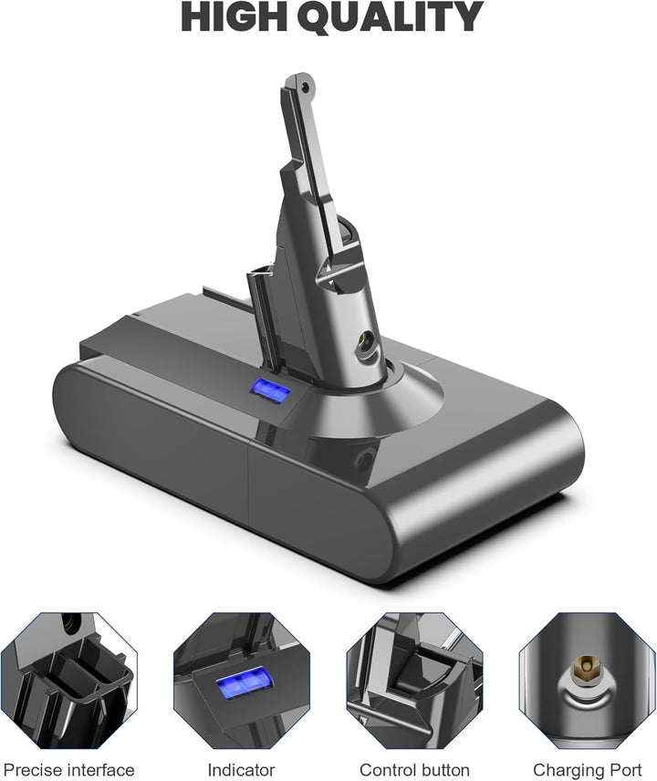 Upgraded 6000mAh V8 Akku Ersatzakku für Dyson V8 SV10 Animal Absolute Motorhead Fluffy Total Clean E
