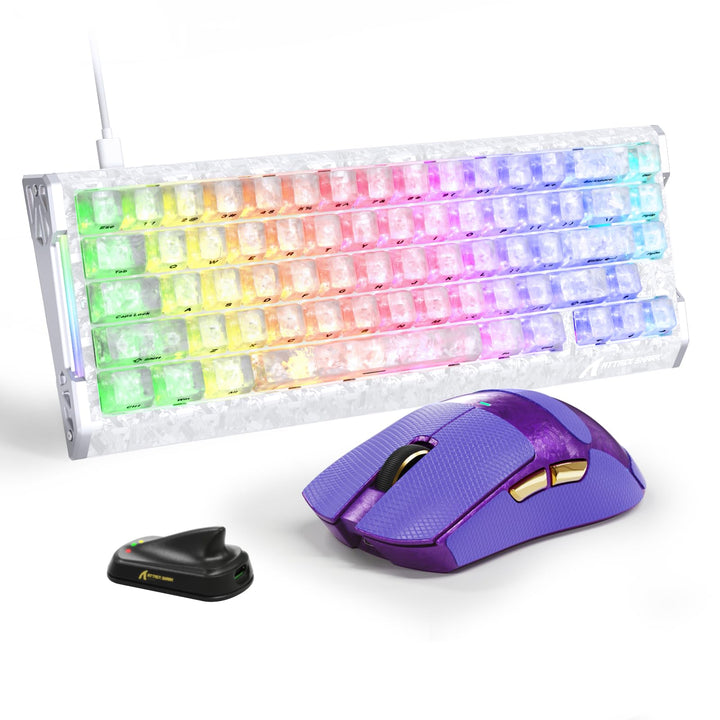 ATTACK SHARK Carbon Fiber Gaming R68 HE Tastatur &amp; X11 Ultra Maus Set, 63g Nordic54L15 Wireless Supe