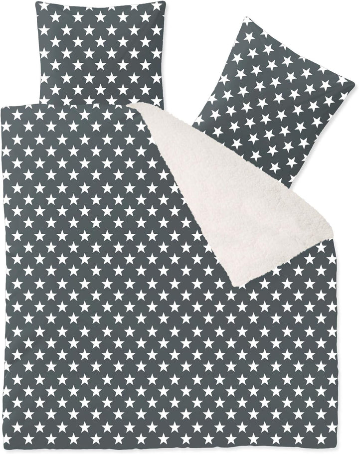 CelinaTex Fantasia Bettwäsche 200 x 200 cm 3teilig Nicki Bettbezug Sherpa Lammfell-Optik Bezug Stell